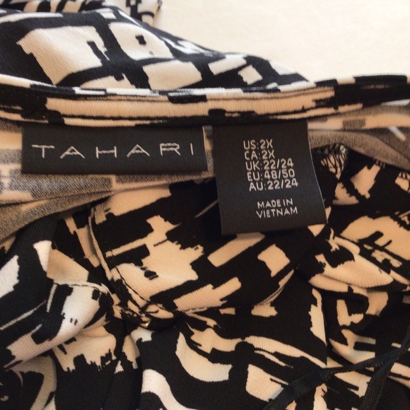 Tahari women's top black white size 2X long sleeve casual career stretch mature - Picture 10 of 12